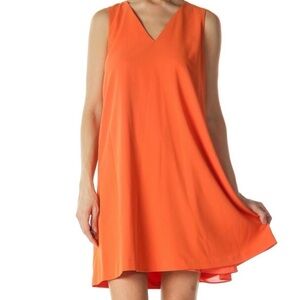 Alice + Olivia Orange V-Neck Shift Dress